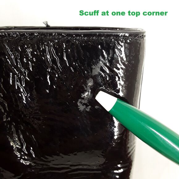 MICHAEL KORS Patent Leather + Chain Tote Bag, Shoulder Purse Handbag,shiny black - Picture 6 of 16